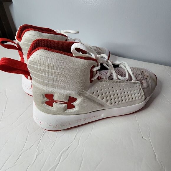 Men UA Under Armour Torch Basketball Shoes Sneakers White & Red 3020620-101 main image 3